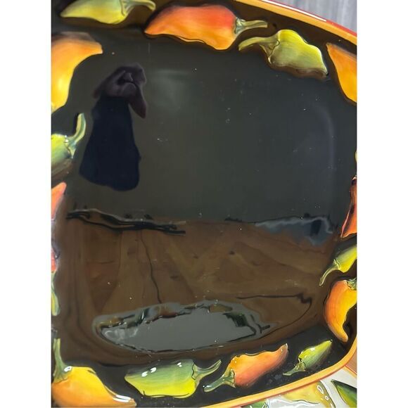 Clay Art Caliente Hand Painted StoneLite Serving Dishes Square Set Of 2 11” (847 - Picture 10 of 14